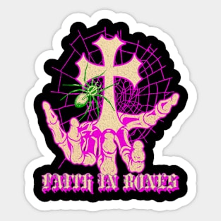 Spider Web Religion Praying Skeleton Sticker